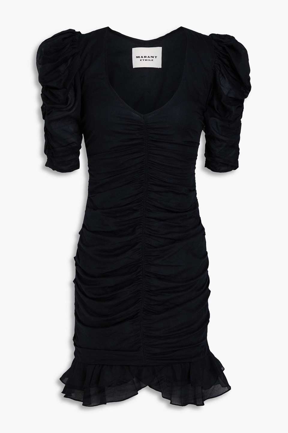 Sireny ruched cotton-voile mini dress - Black - FR 34