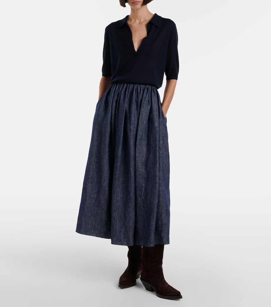 Eloran linen midi skirt