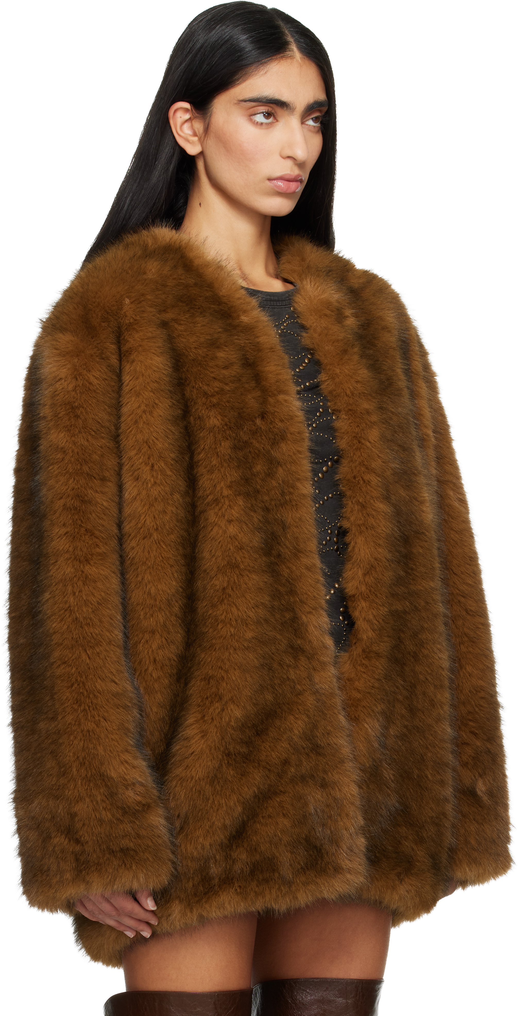 Brown Aglae Faux-Fur Jacket