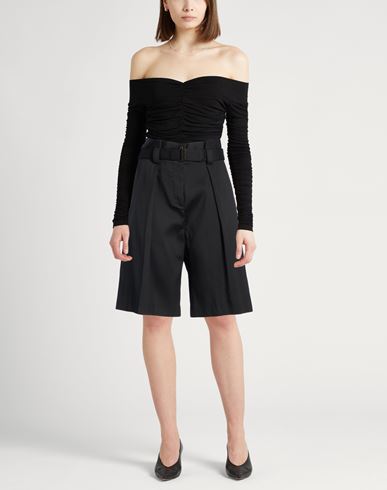 Woman Shorts & Bermuda Shorts Black Size 10 Cotton, Silk