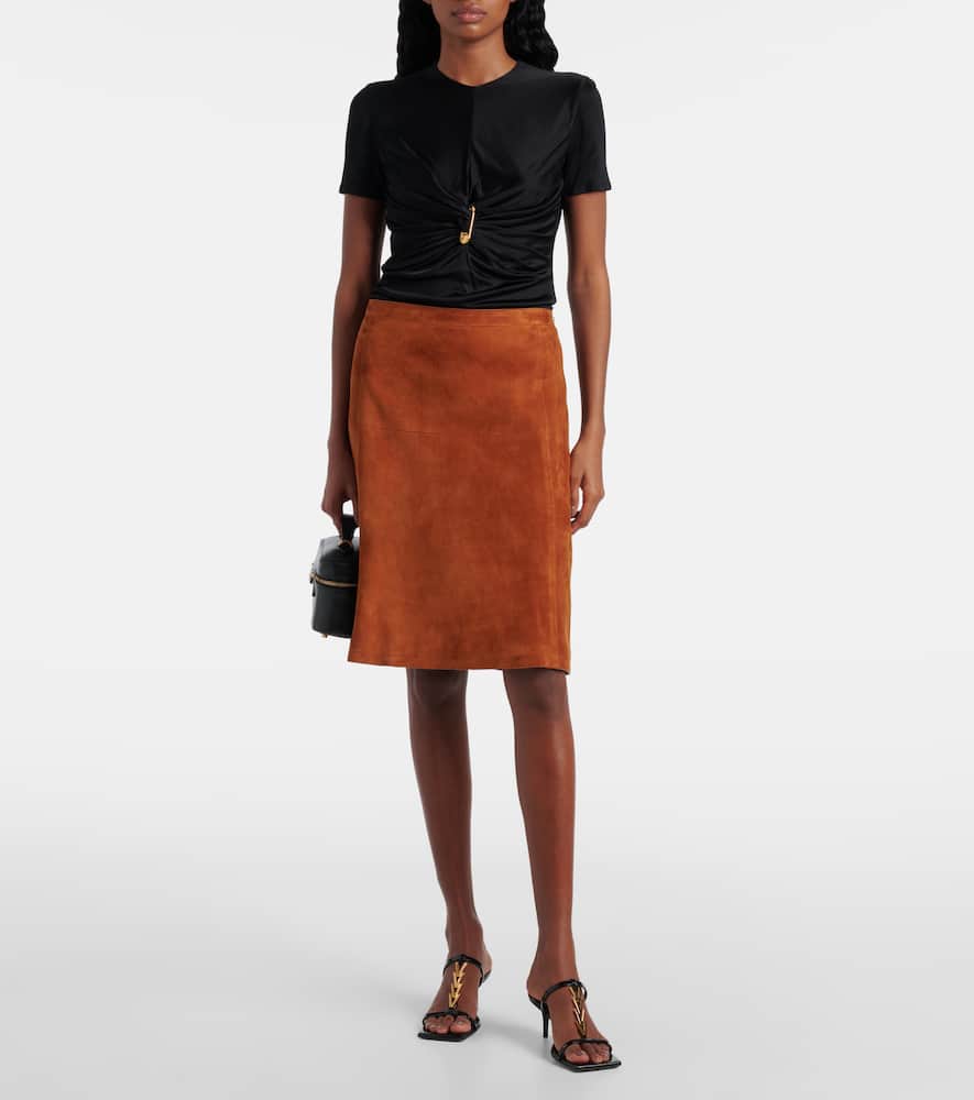 Suede midi skirt