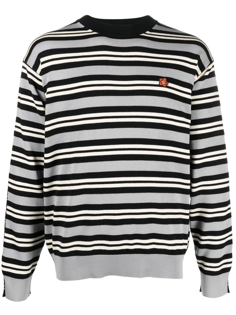 Striped floral-embroidered jumper - Green