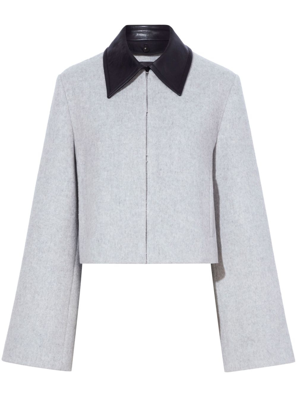 Bridget leather-collar cropped jacket - Grey