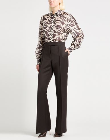 Woman Pants Dark brown Size 6 Polyester, Virgin Wool