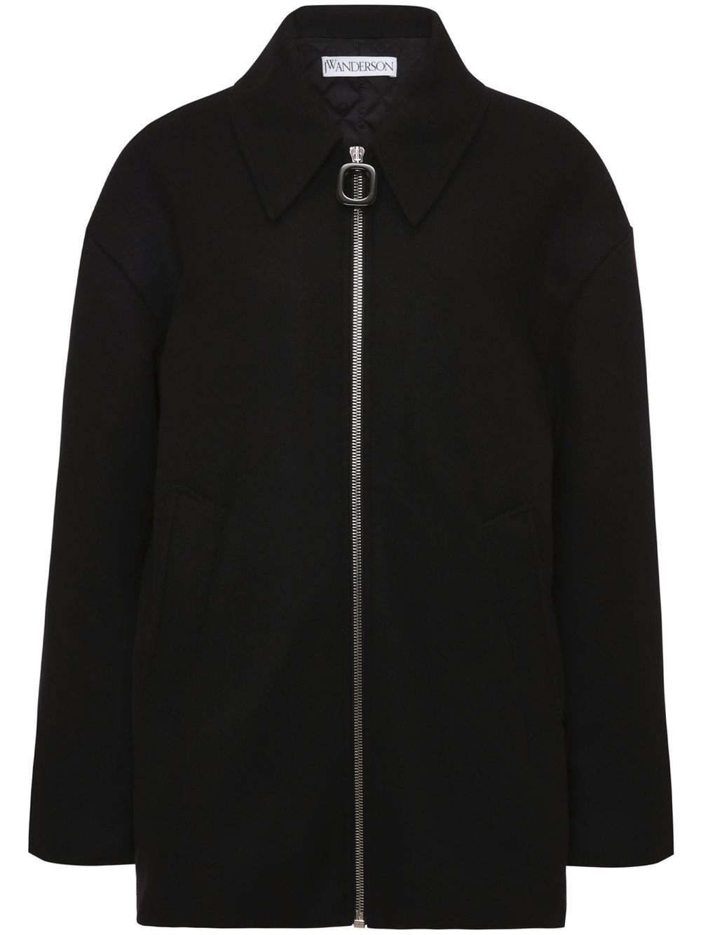 Zip-front wool-blend coat
