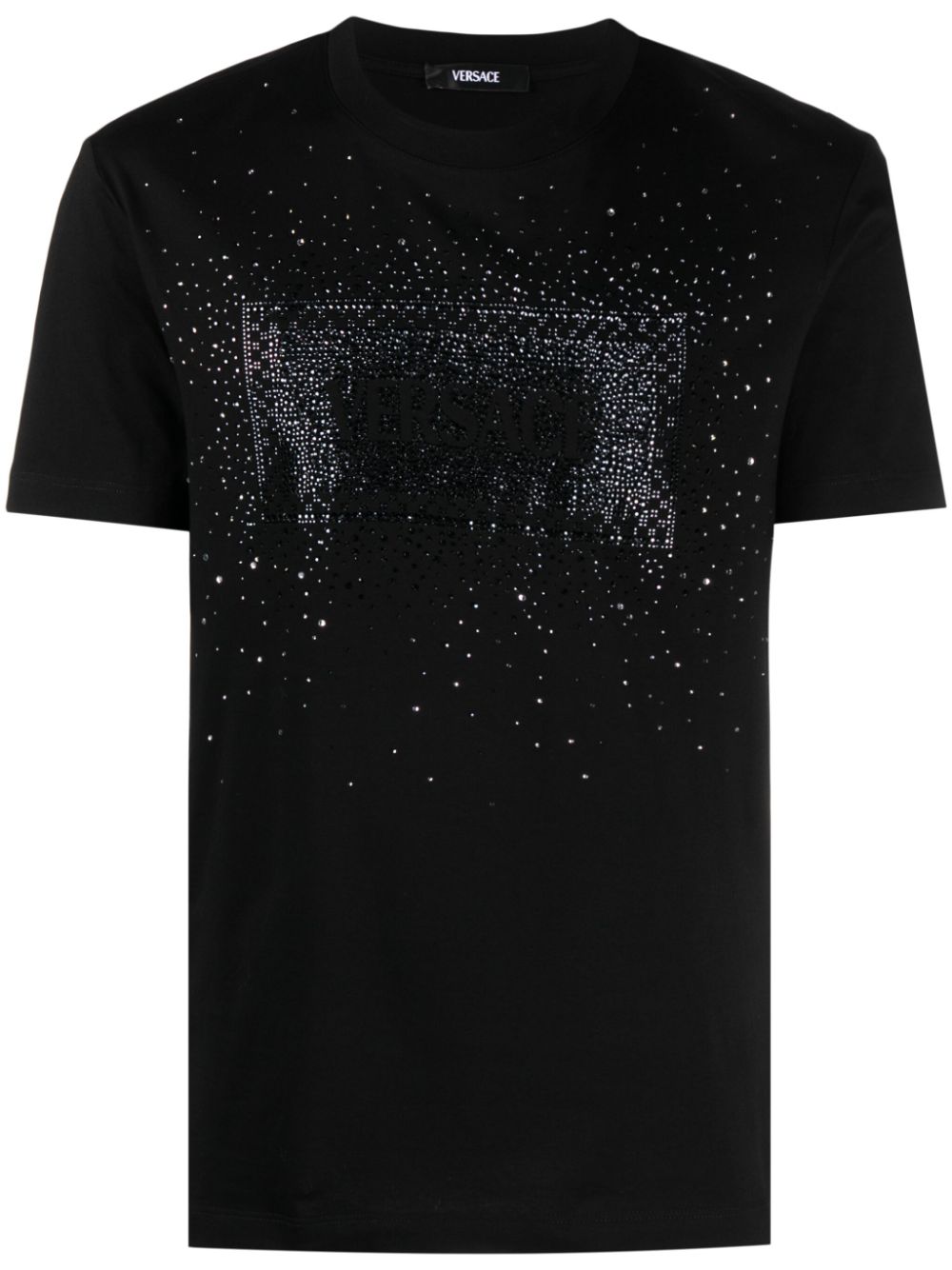 Logo-rhinestone cotton T-shirt - Black