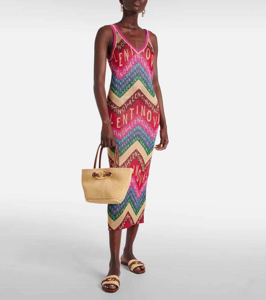 Logo knitted jacquard midi dress