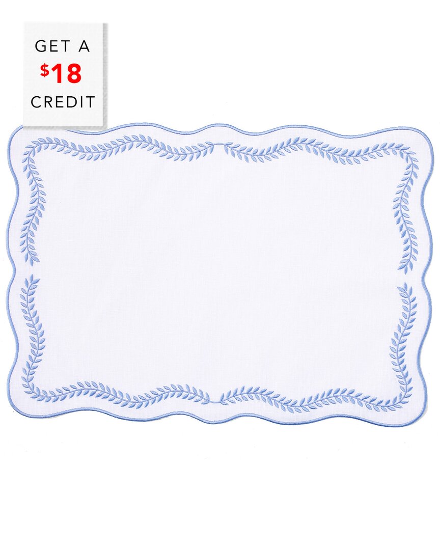 Set Of 4 Tessuti Rectangular Placemats With Cornflower Blue Ivy With $18 Credit