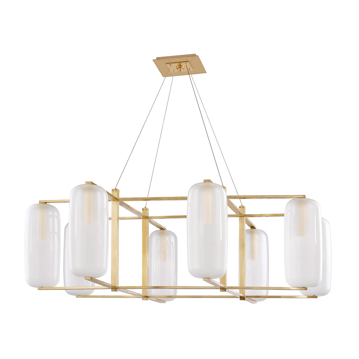 Aged Brass Eight Light Chandelier from the Pebble Collection