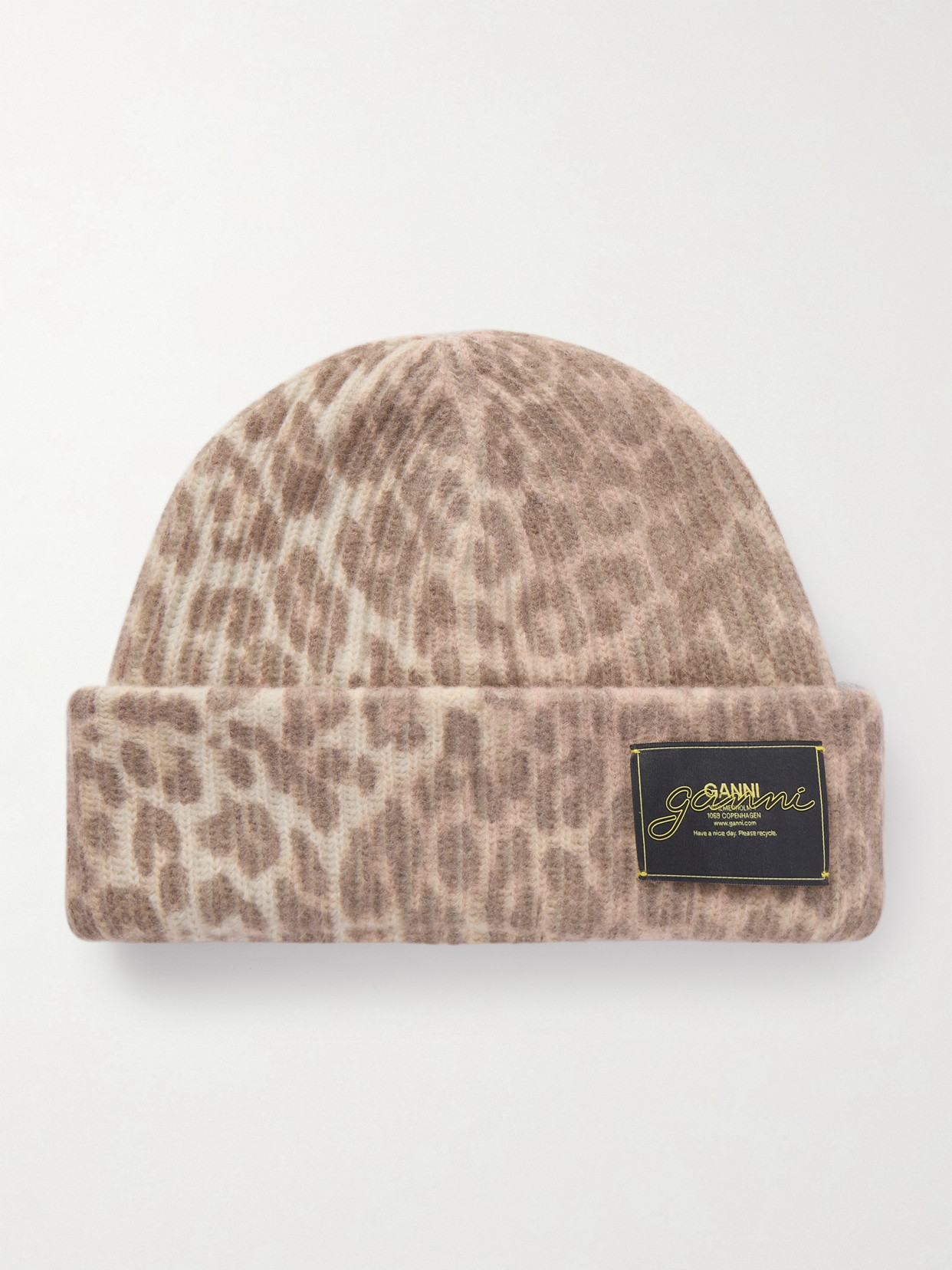 Leopard-print Ribbed-knit Beanie - Animal print