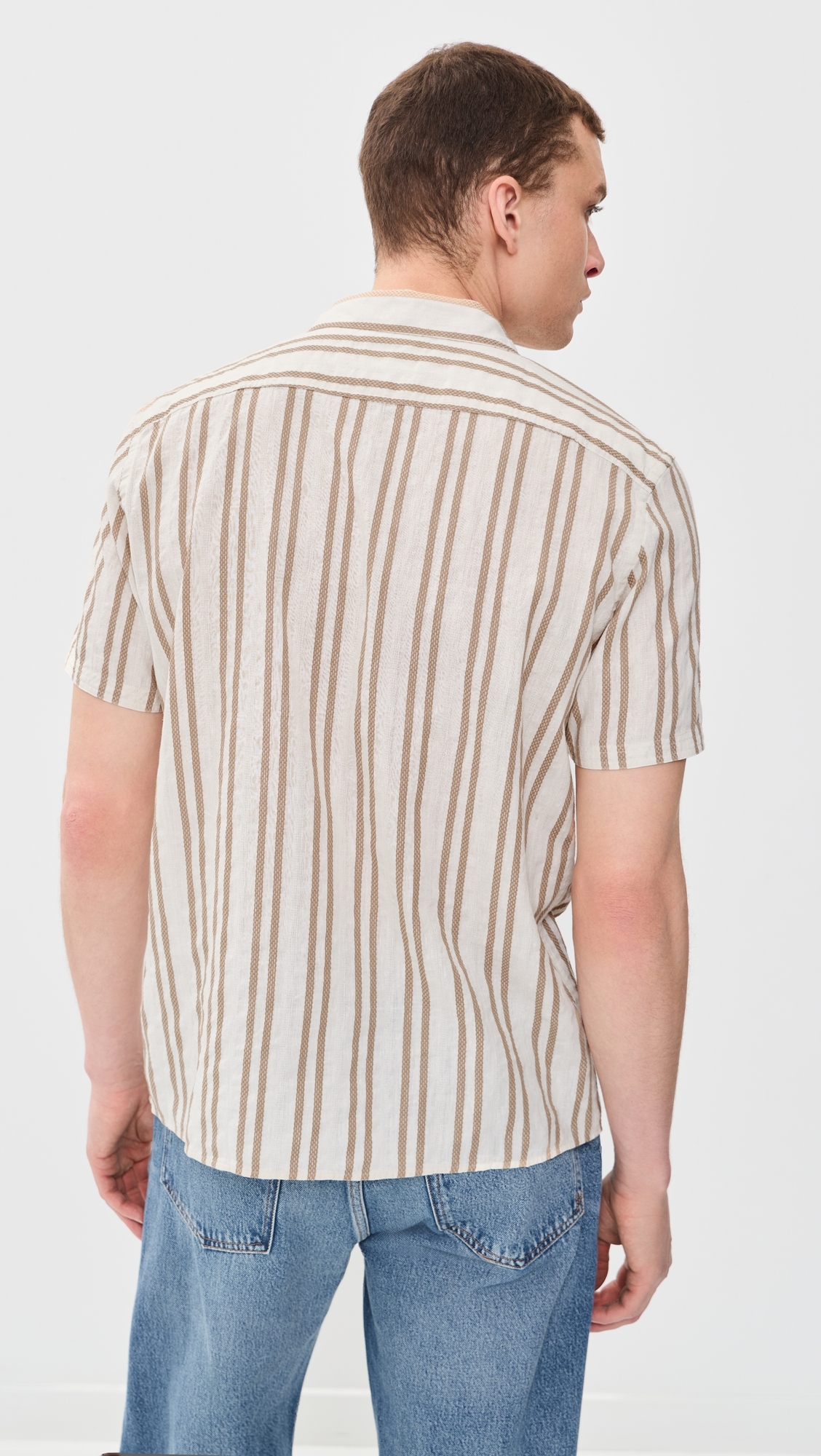 Textured Dobby Stripe Shirt Tinted White/Khaki