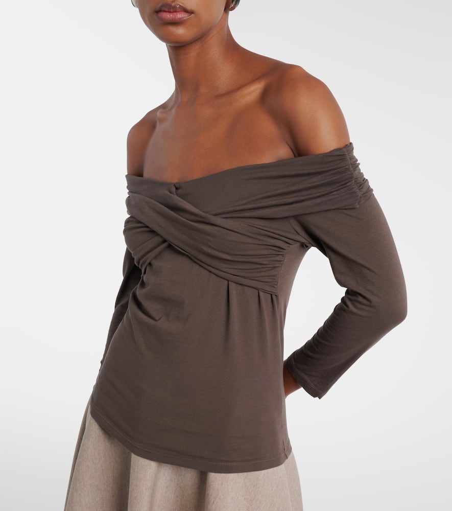 Clarissa off-shoulder cotton-blend top