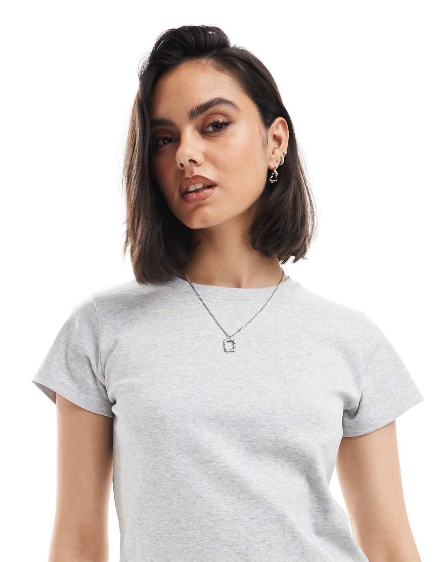 Fitted 90s baby tee grey