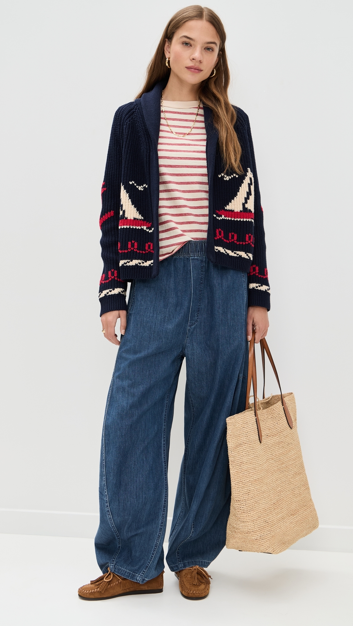 The Sailboat Lodge Cardigan Dark Navy