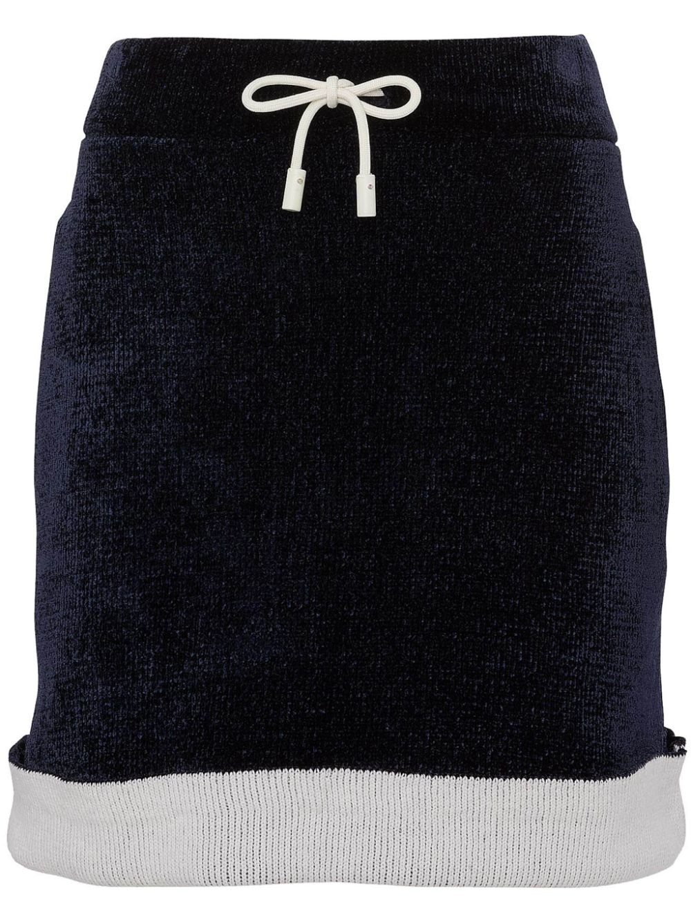 Contrast-hem chenille mini skirt - Blue