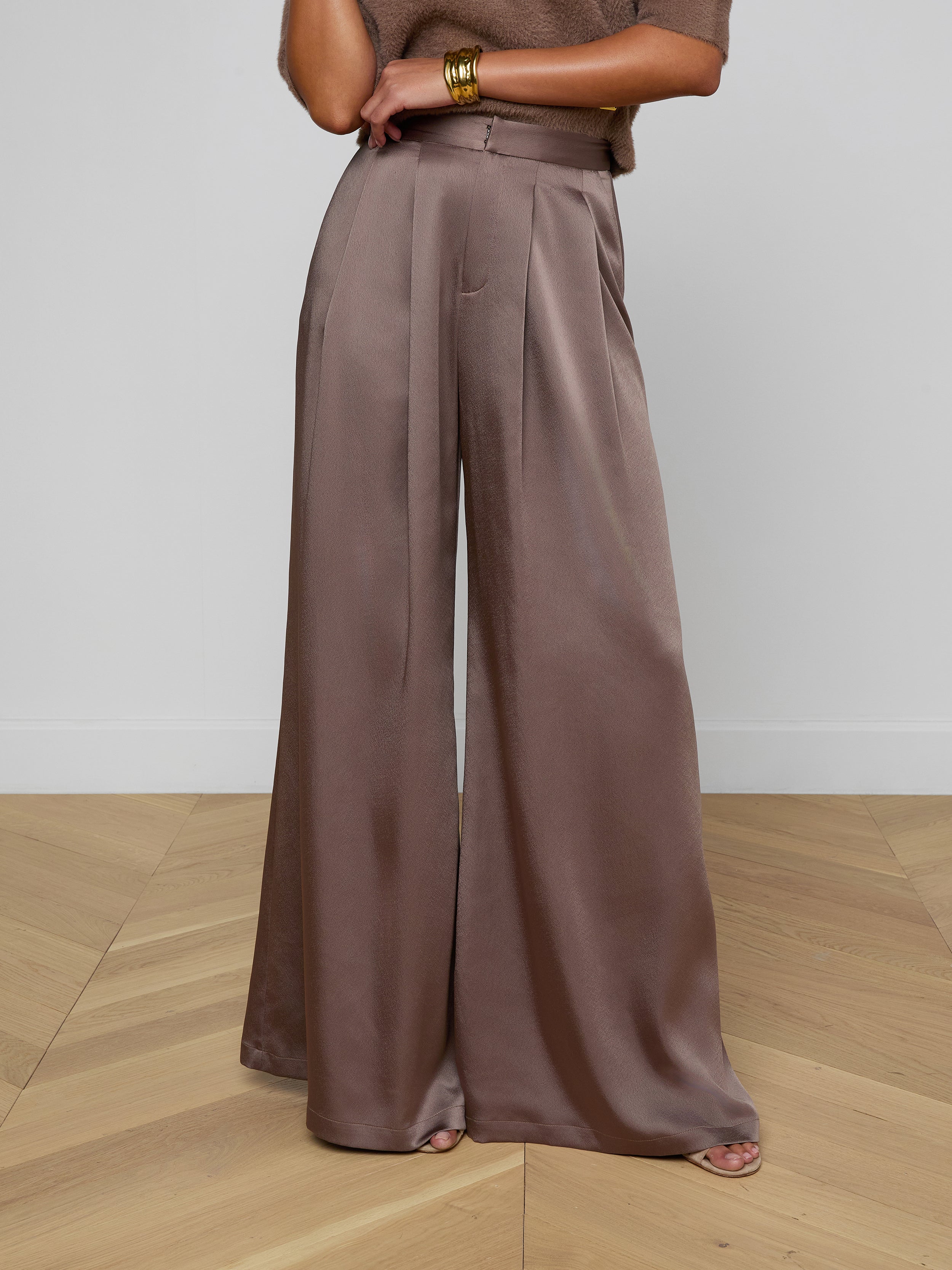 Aubrie Satin Pants In Cardamom