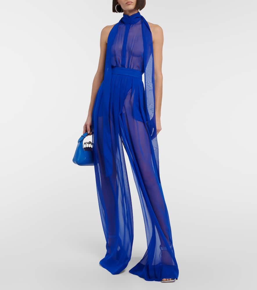 High-rise wide-leg silk pants