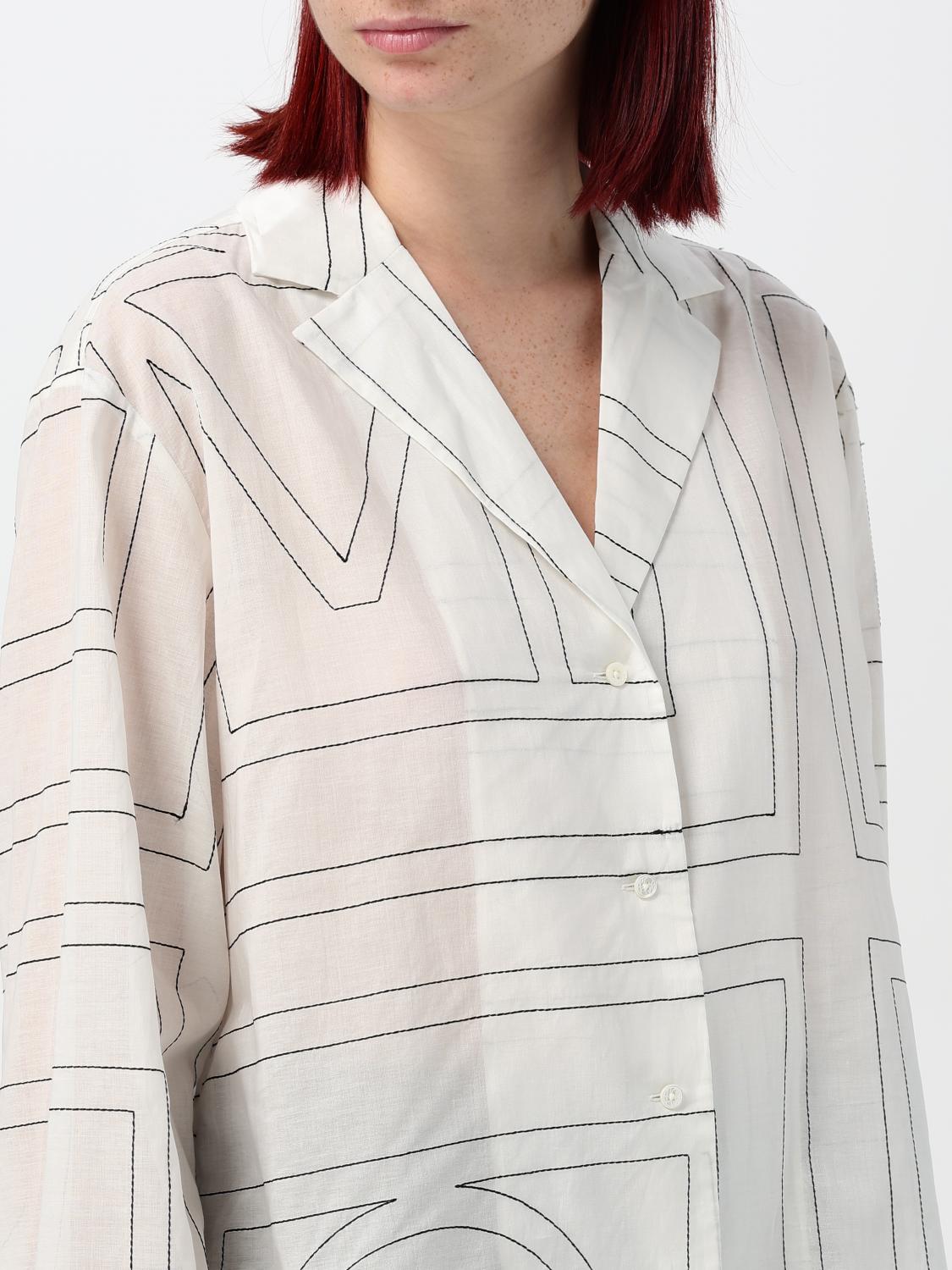 Monogram-embroidered sleep shirt - White