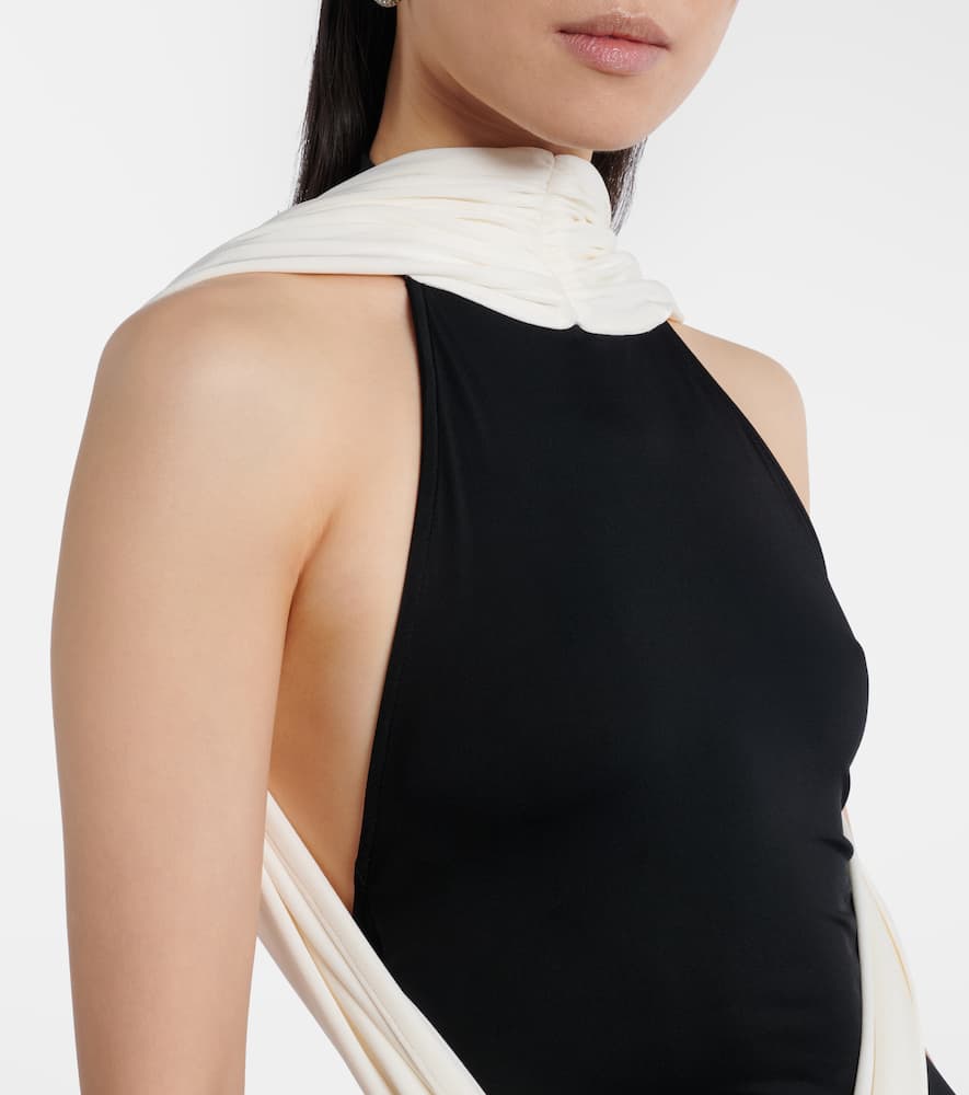 Leia scarf-detail halterneck gown