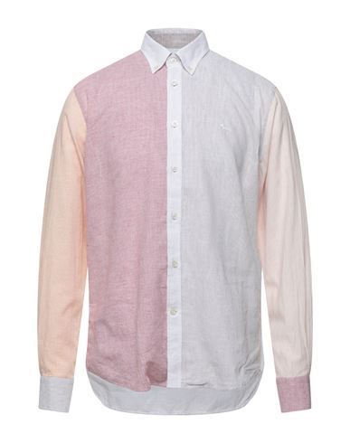 Man Shirt Red Size 4XL Linen, Cotton