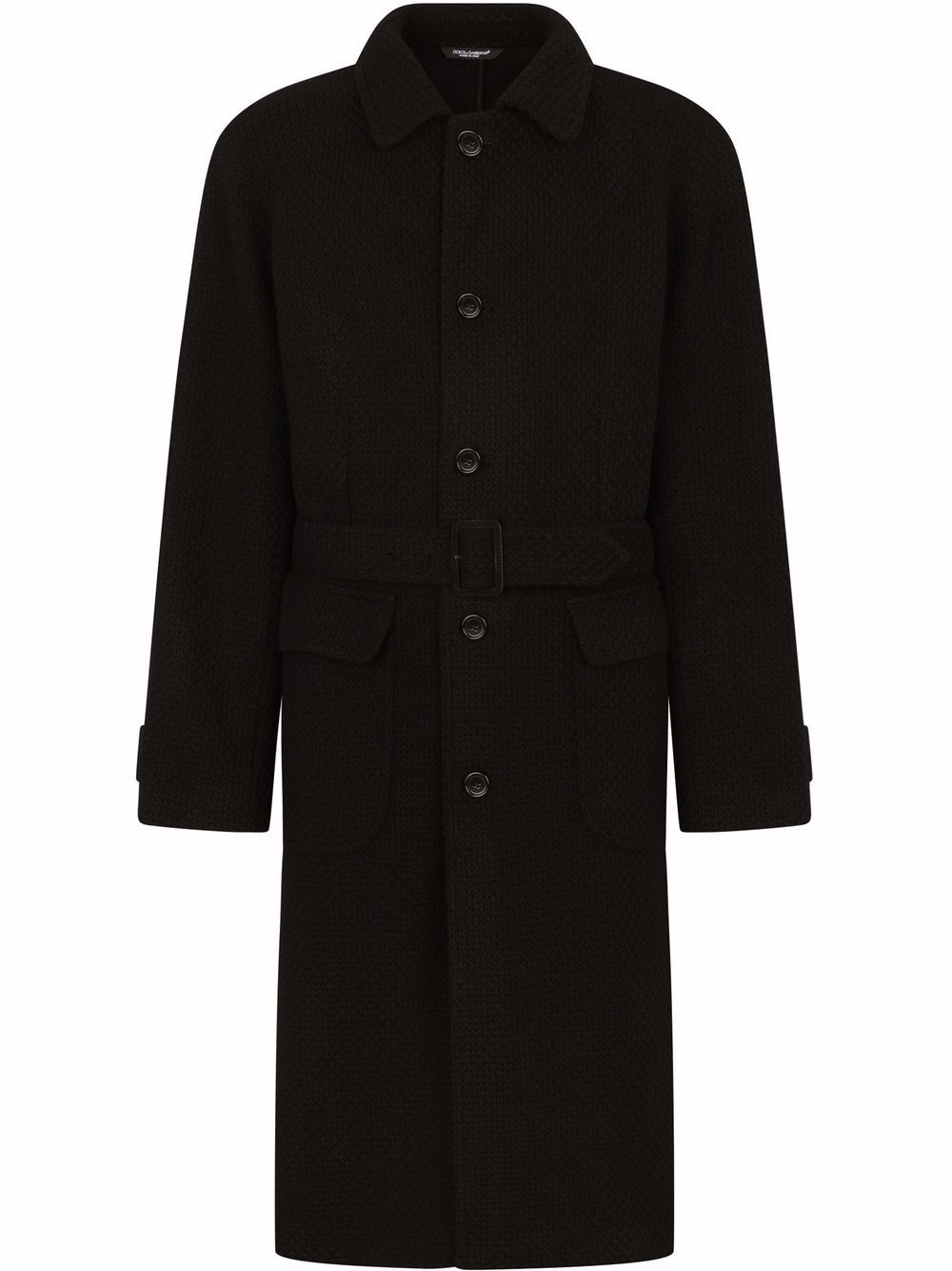 Single-breasted belted coat - Black