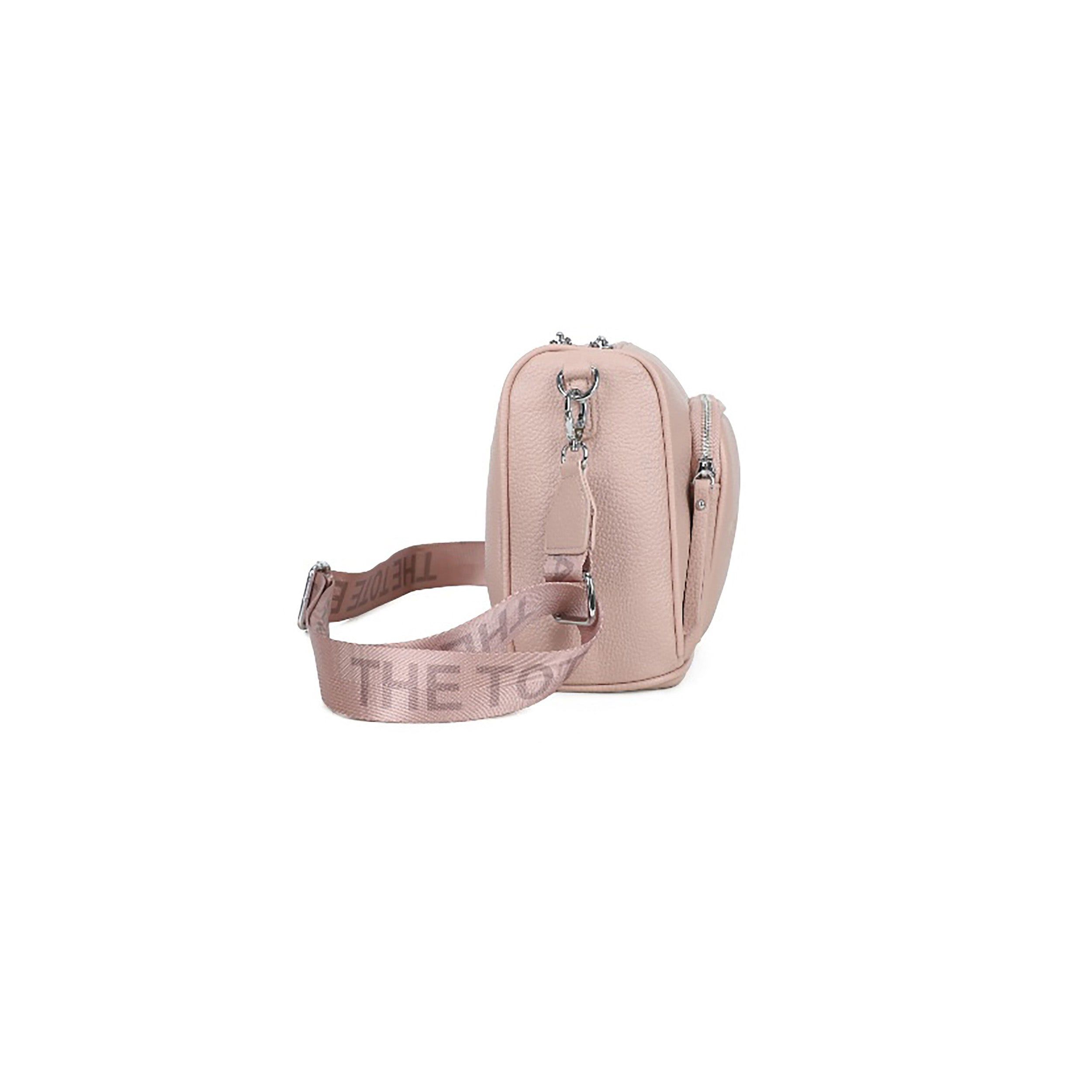 Jfy Zip Top 2 Compartments Canvas Strap Crossbody Handbag In Light Beige
