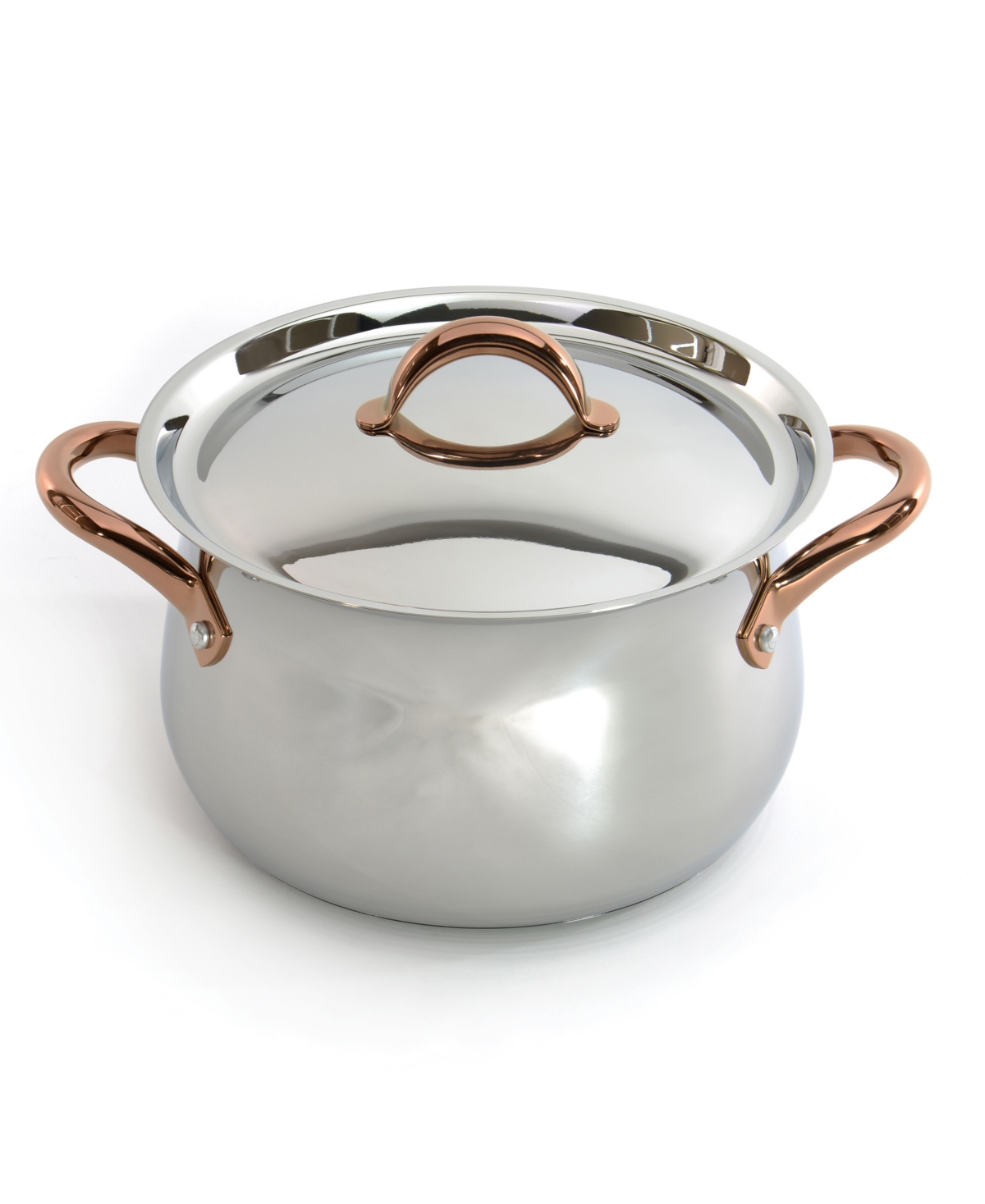 "Ouro Gold 18/10 Stainless Steel 9.5"" Stockpot with Ss Lid - Silver, rose gold"