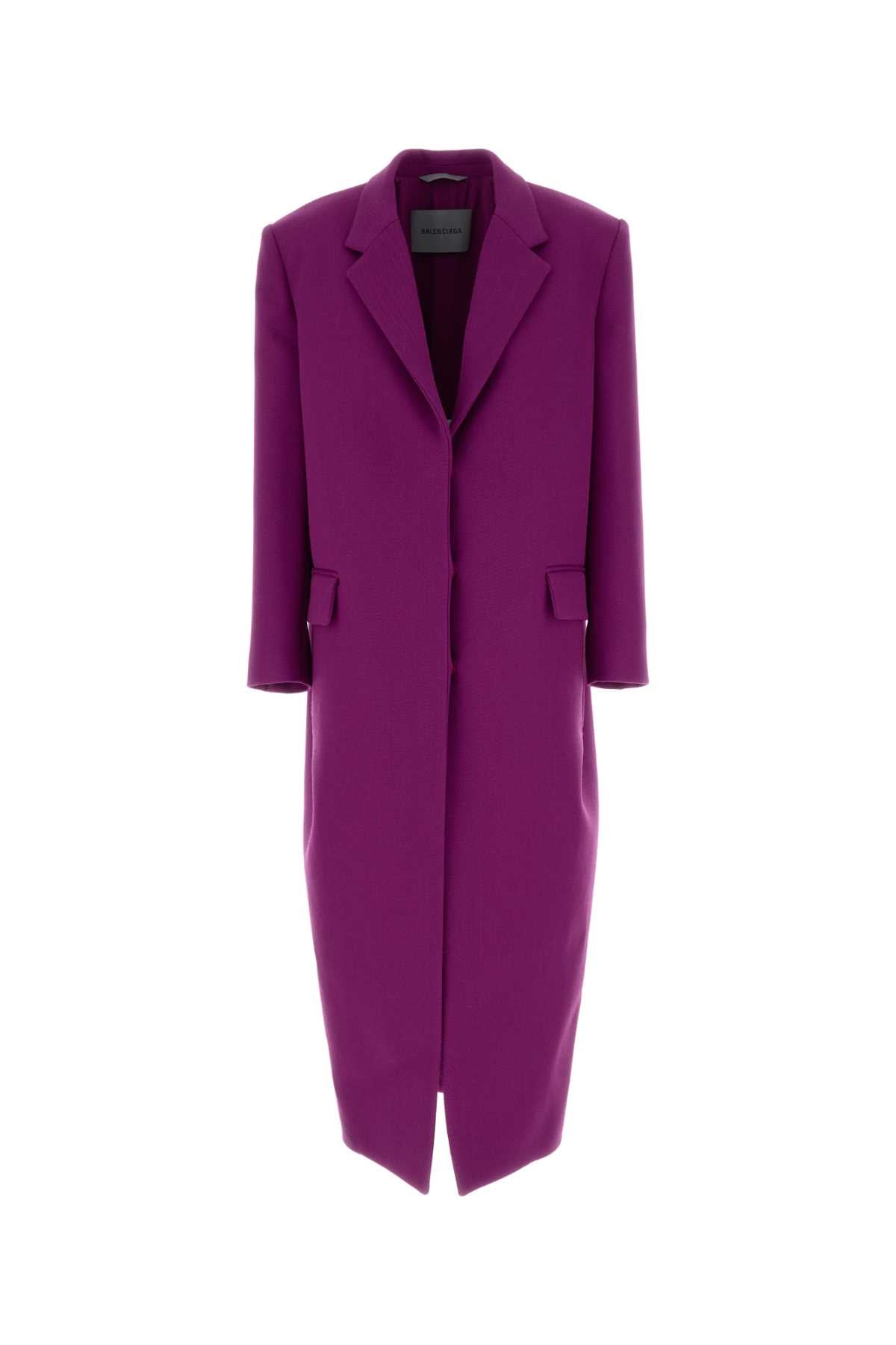 Wool Gabardine Coat — Purple