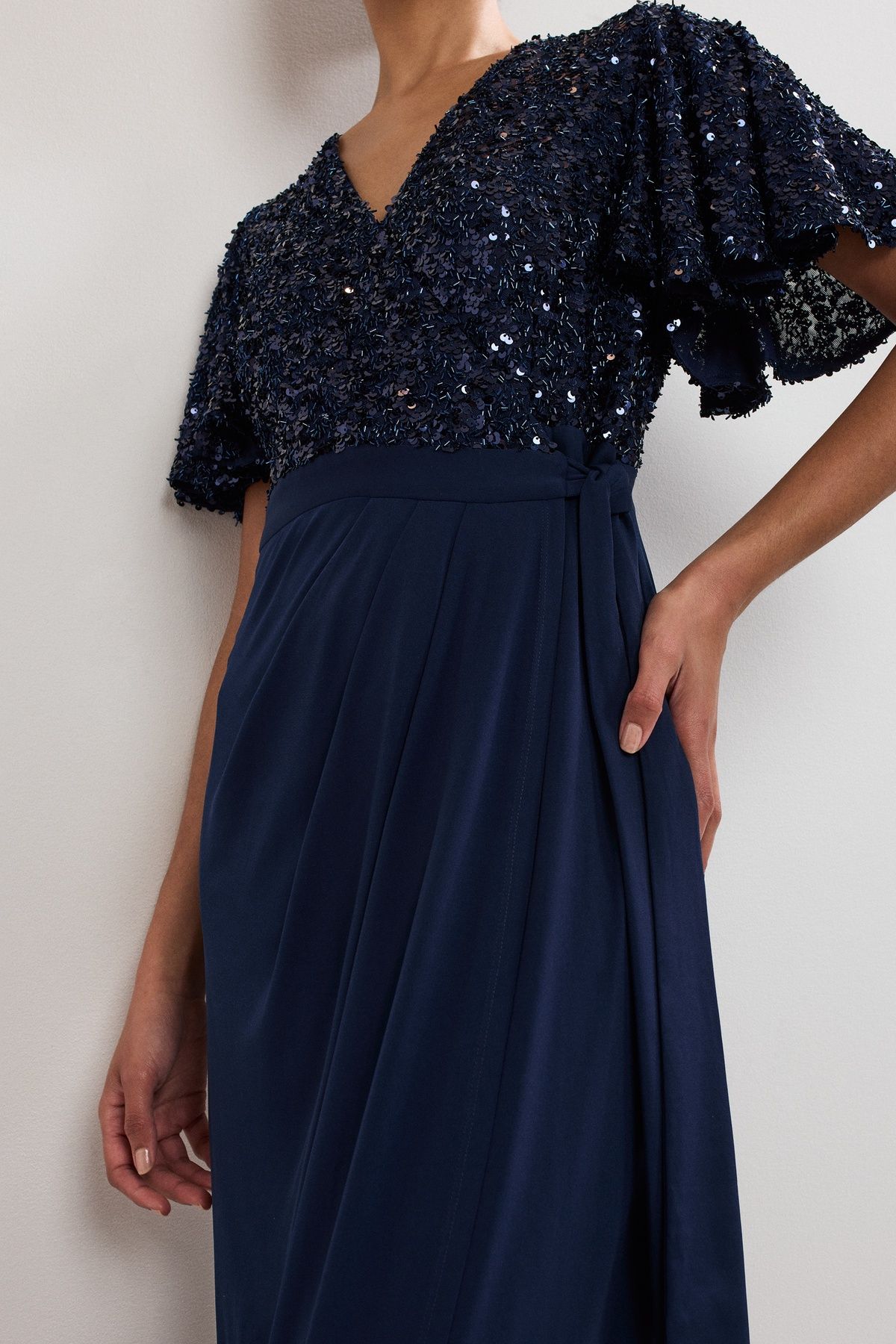 Phase Eight Women's Janessa Sequin Wrap Maxi Dress in Dark Navy