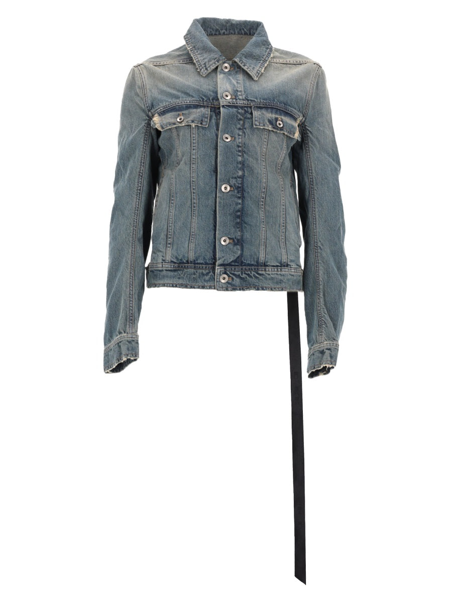 Cotton Utility Jacket with Front Button Closure and Adjustable Hem Tabs