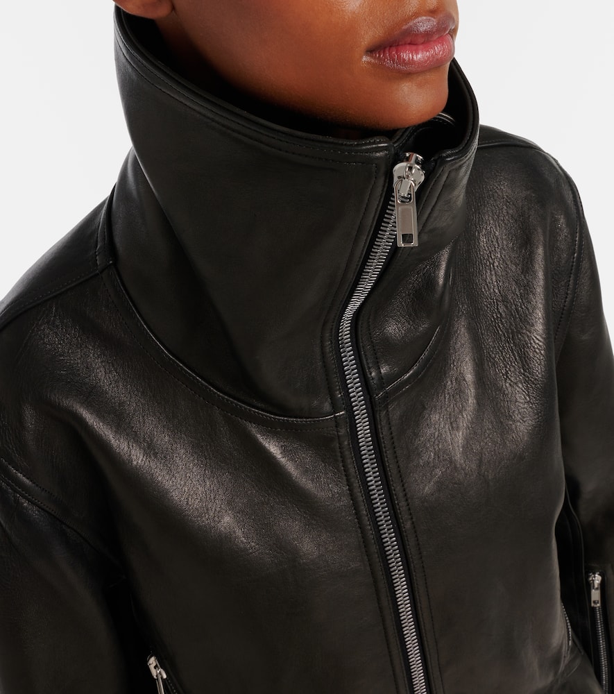 Asymmetric leather jacket
