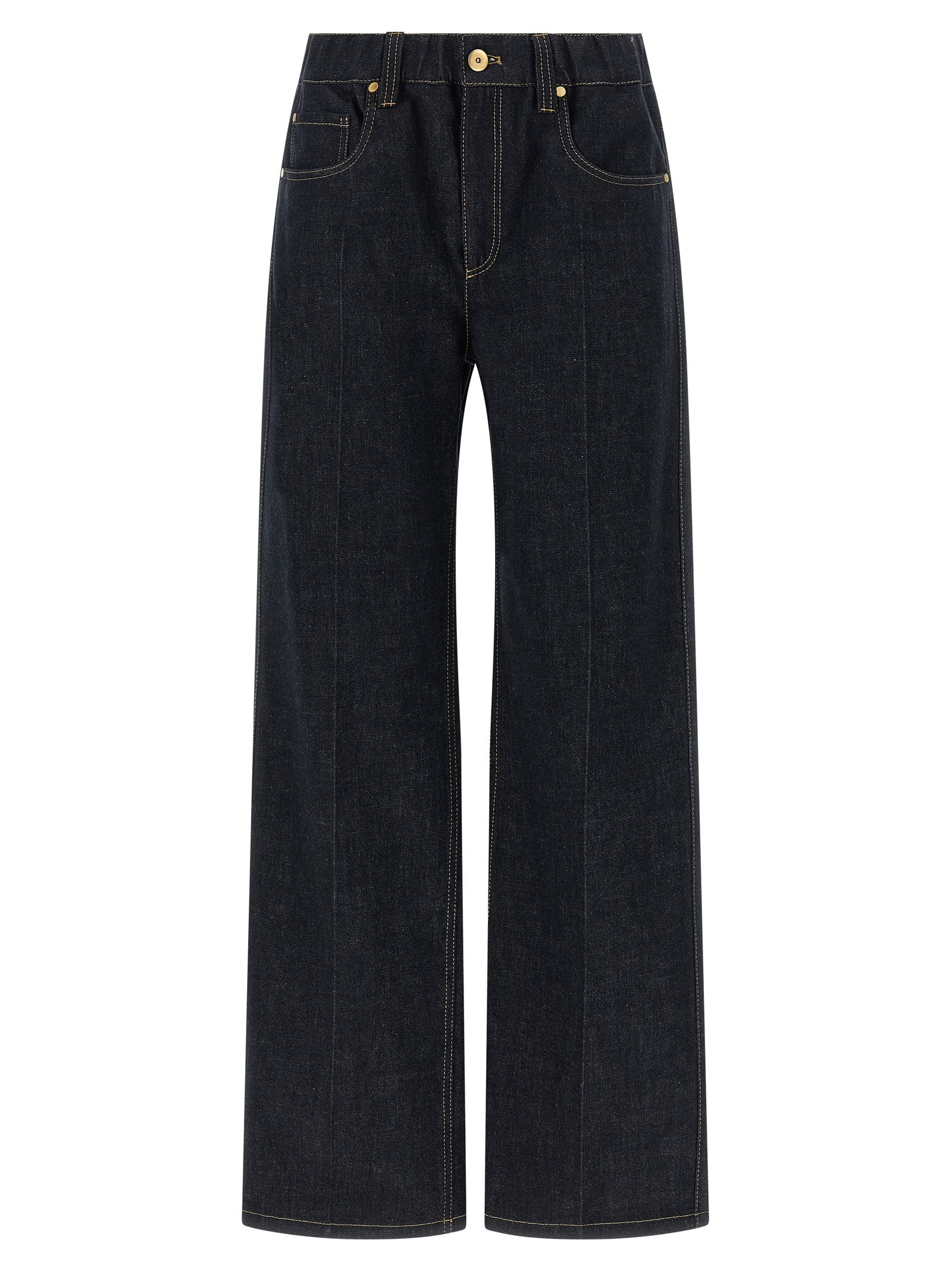 Wide-Leg Cotton Denim Jeans — Navy