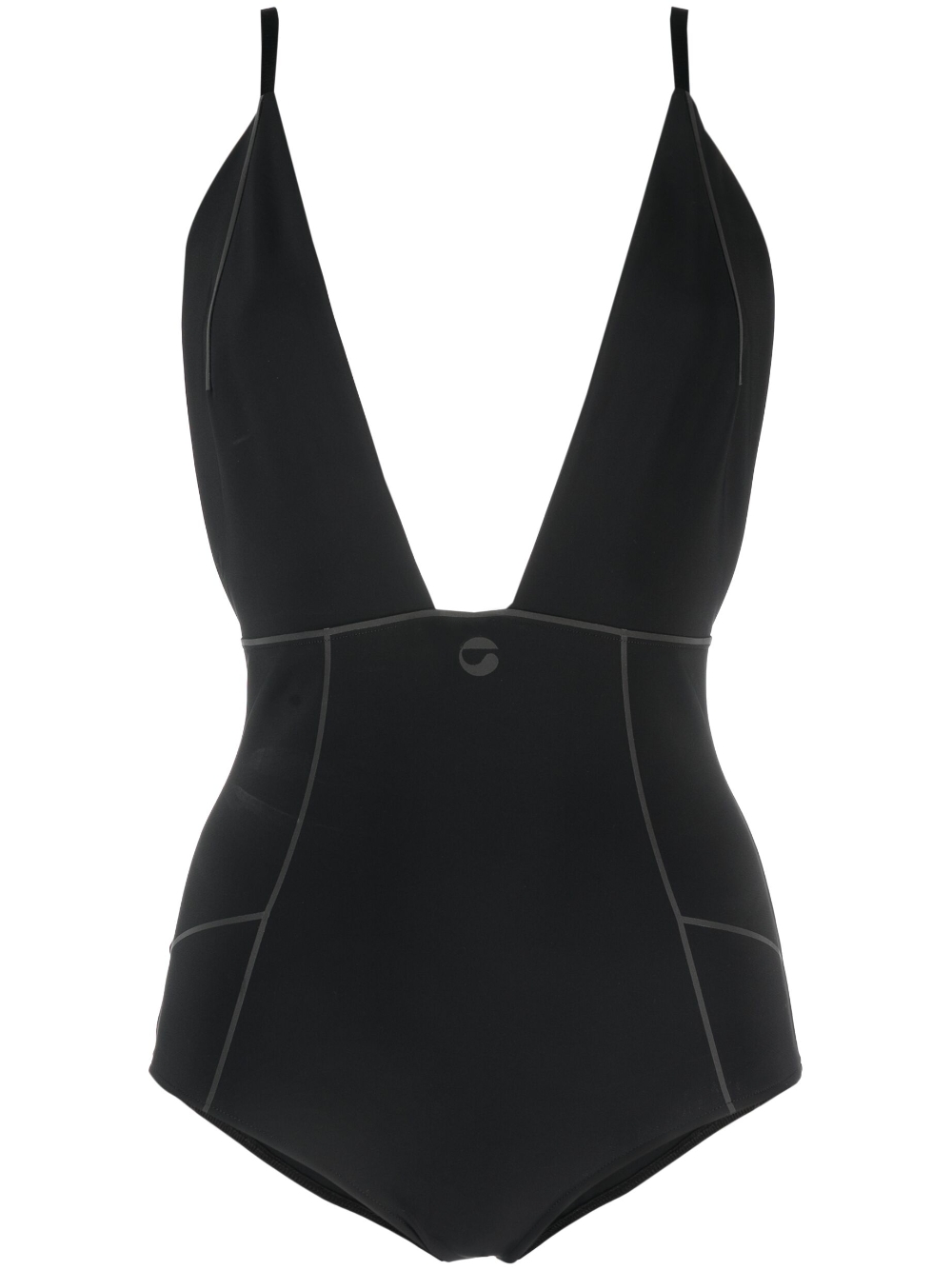Logo-print V-neck bodysuit - Black