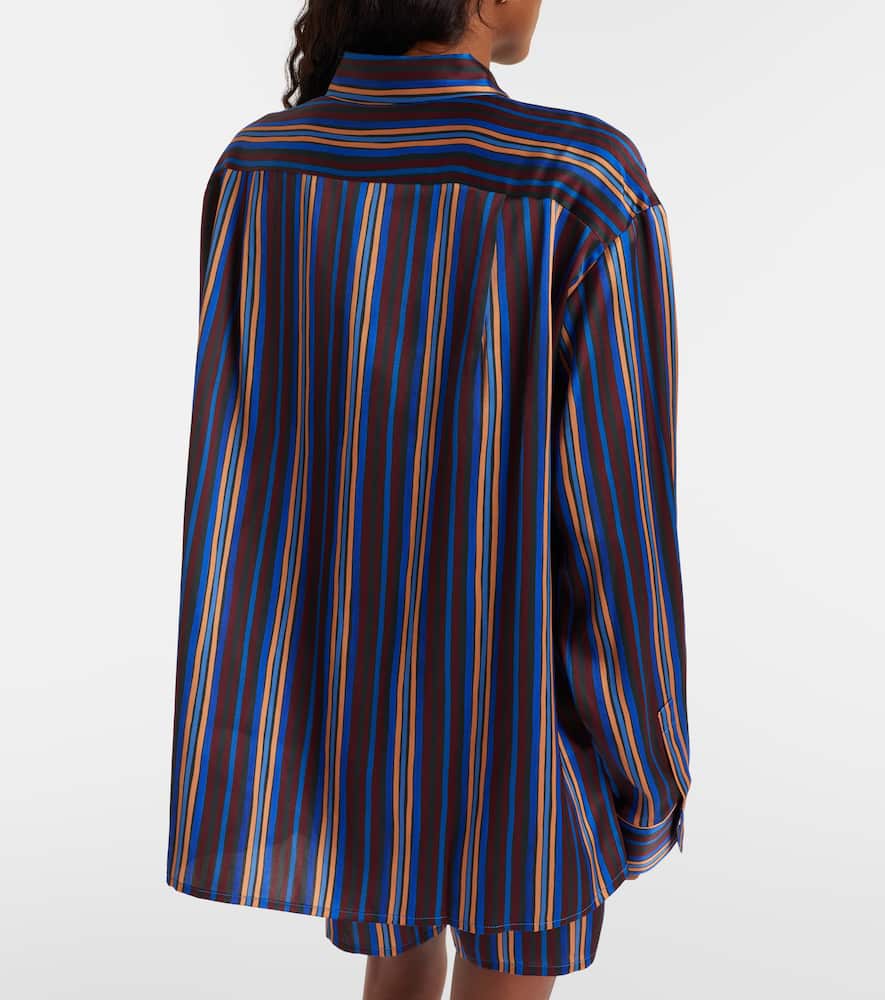 Maya striped silk charmeuse pajama shirt