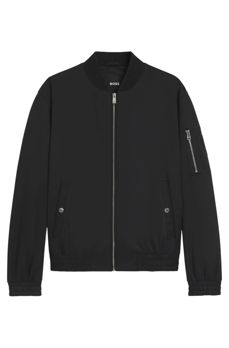 Black Zip Up Bomber Jacket