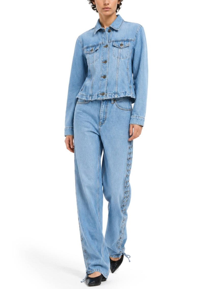 Blue Straight Mid Rise Jeans