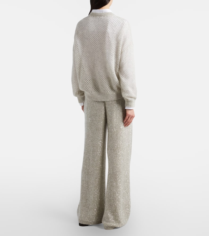 Sequined wide-leg pants
