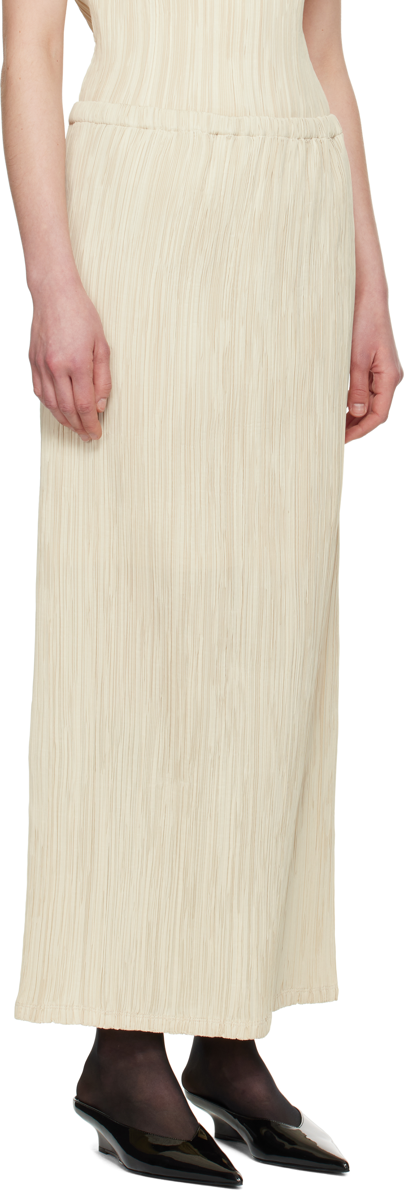 LE17SEPTEMBRE Beige Freya Pleats Midi Skirt