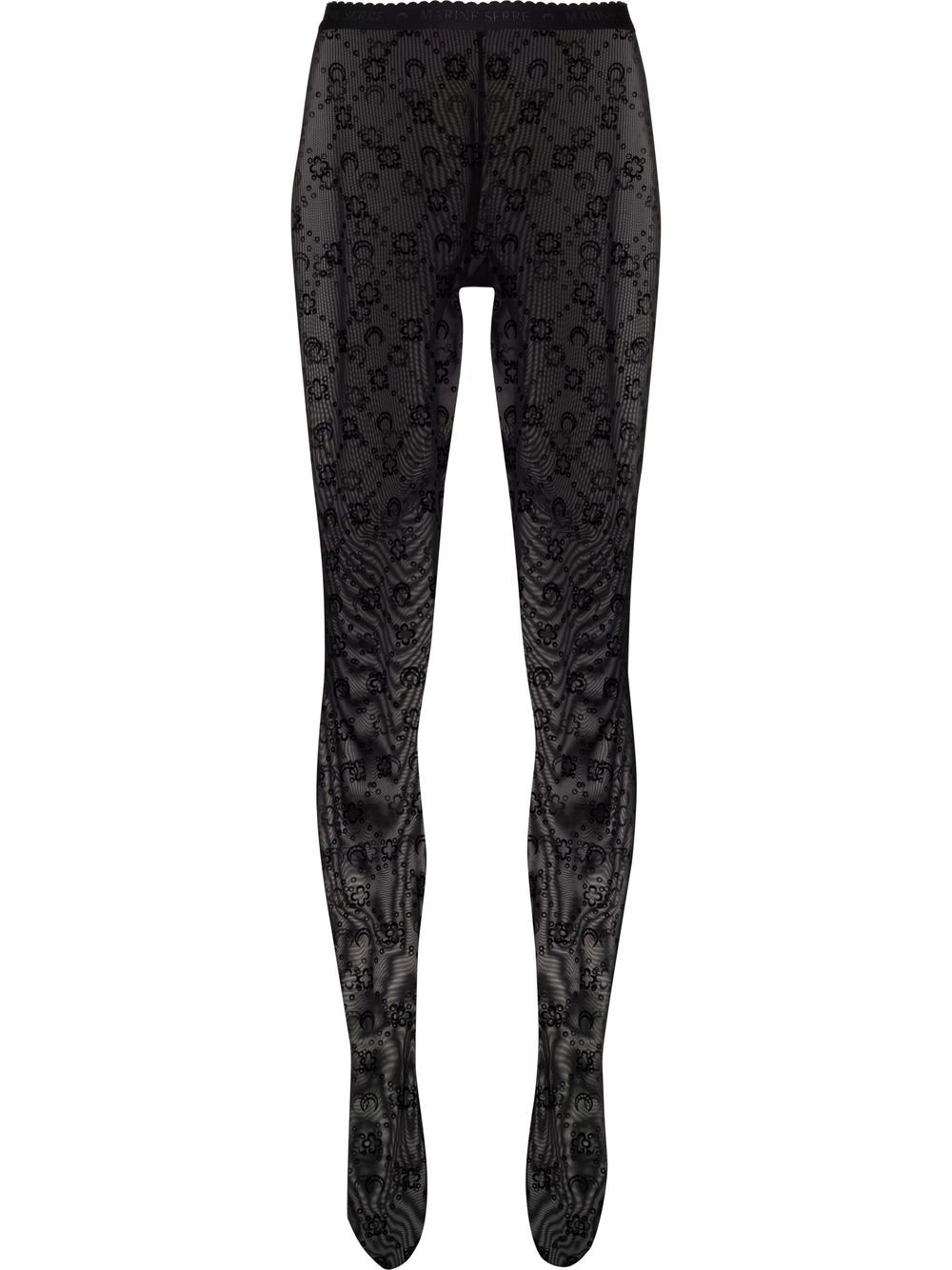 Crescent moon-print tights - Black