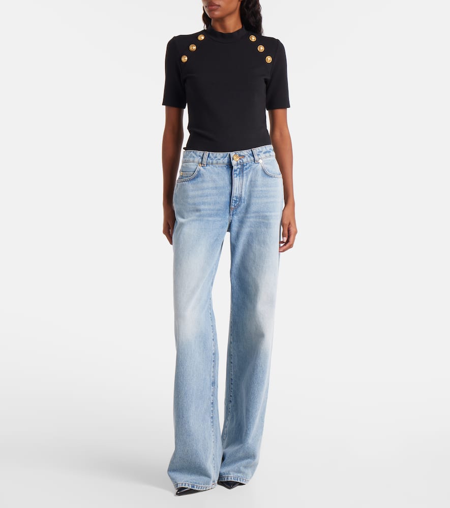 Mid-rise wide-leg jeans
