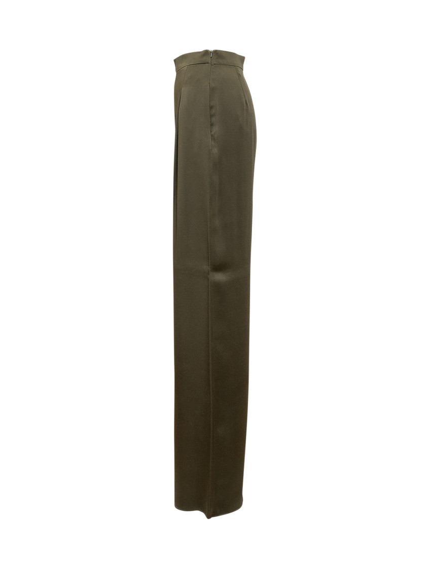 Green Relaxed Flat Front Pants