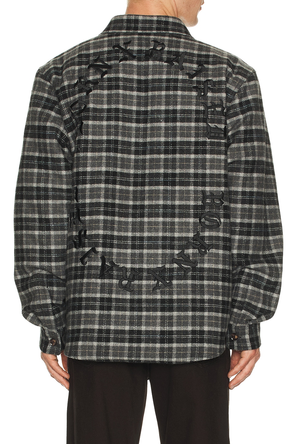 Born x Raised Embroidered Flannel Shirt Jacket in Black - Black. L also in M, S, XL/1X