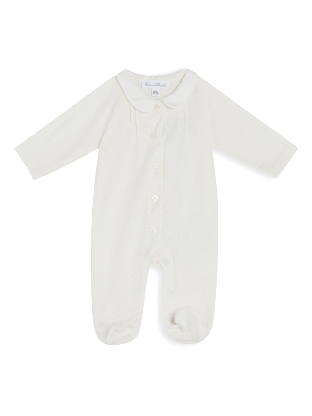 Perforated organic-cotton pajamas - White
