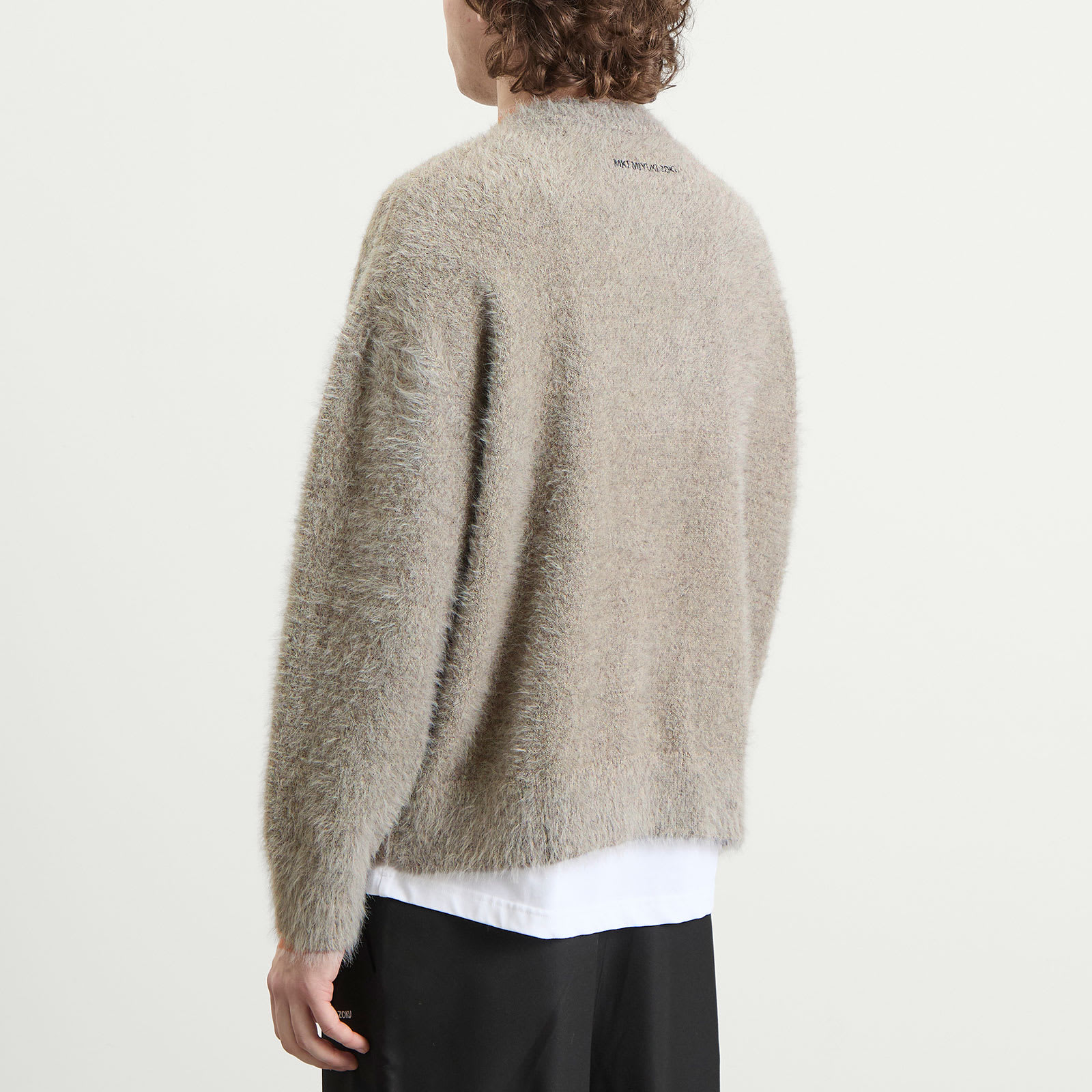 Men's Faux Alpaca Knit Crewneck Grey Melange