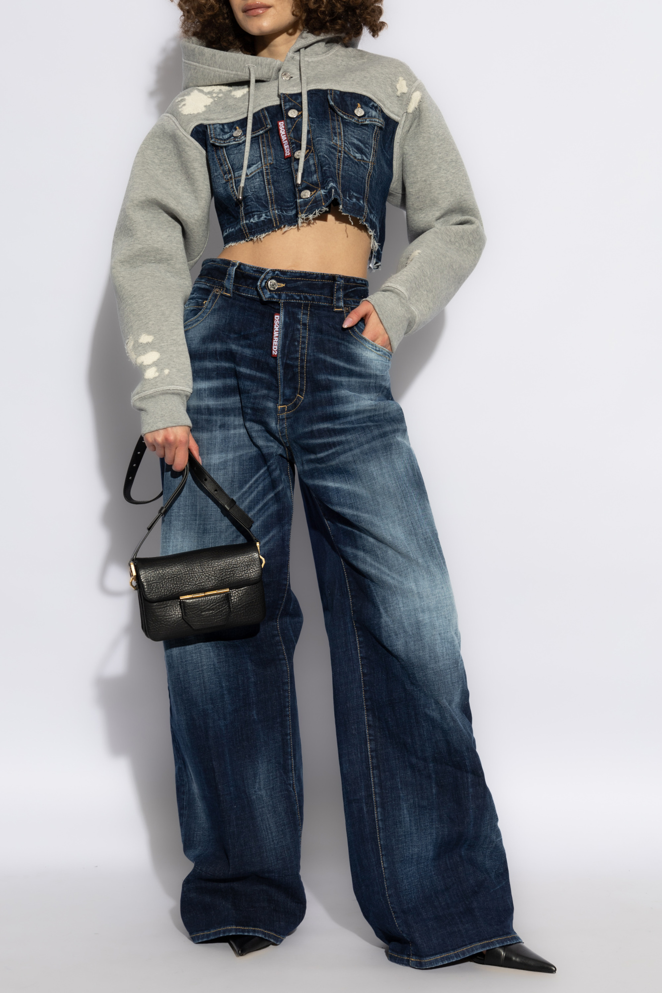 Jeans With Logo, Women's, Navy Blue