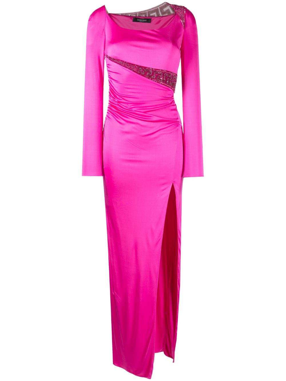 Greca crystal-embellishment jersey gown - Pink