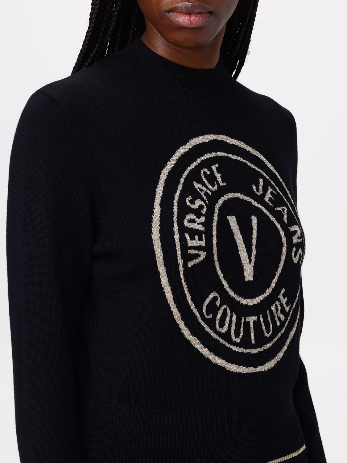 V-Emblem wool jumper - Black