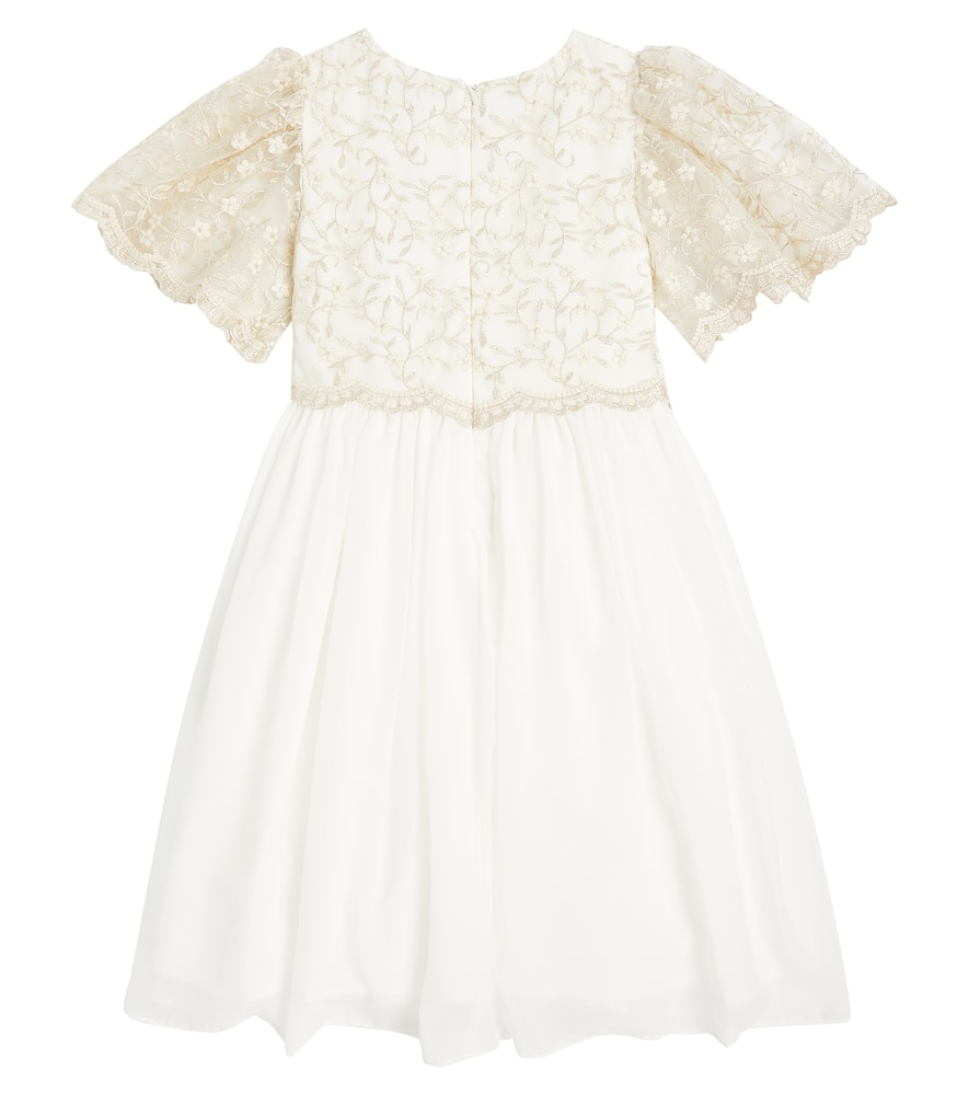 Patachou Bow-detail embroidered tulle dress