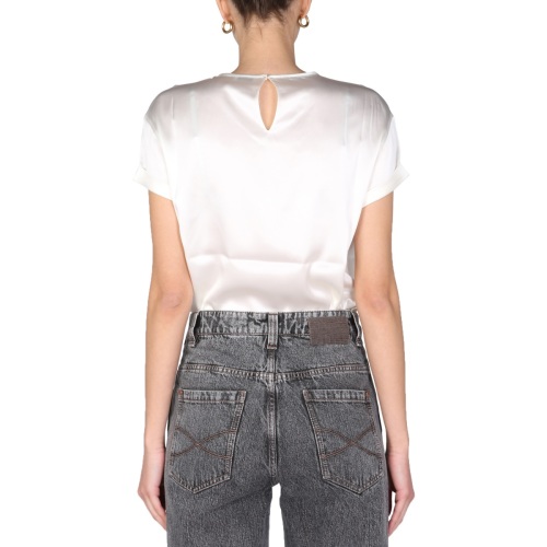 Silk crew-neck T-shirt