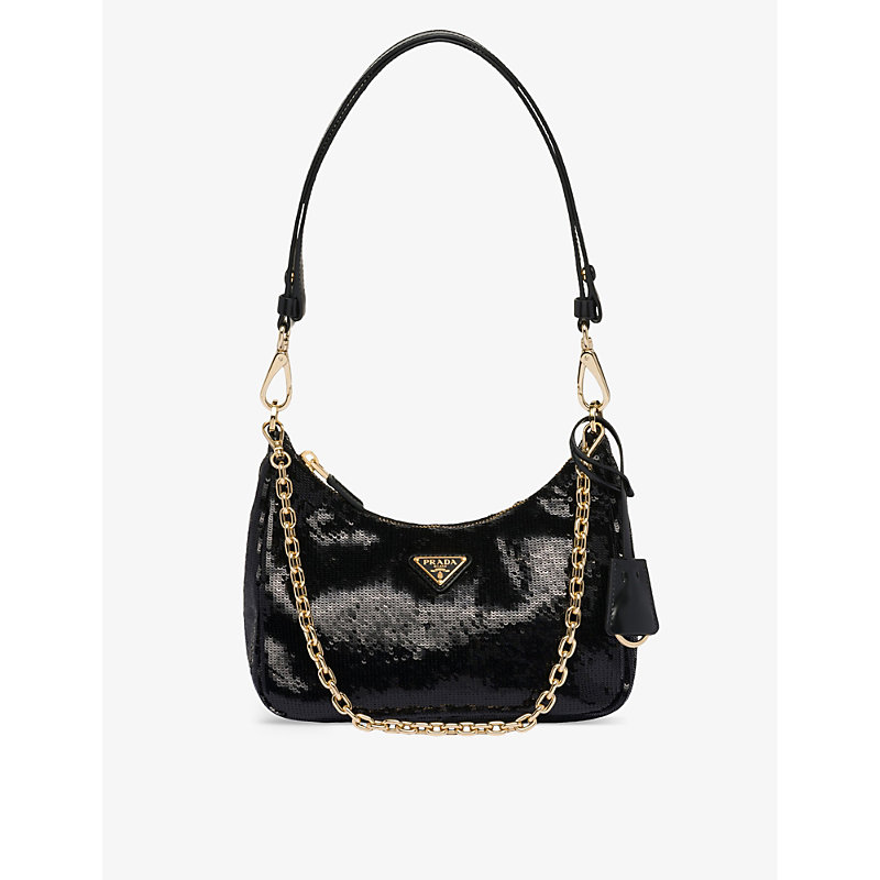 Womens Black Re-Nylon Recycled-nylon Shoulder bag 